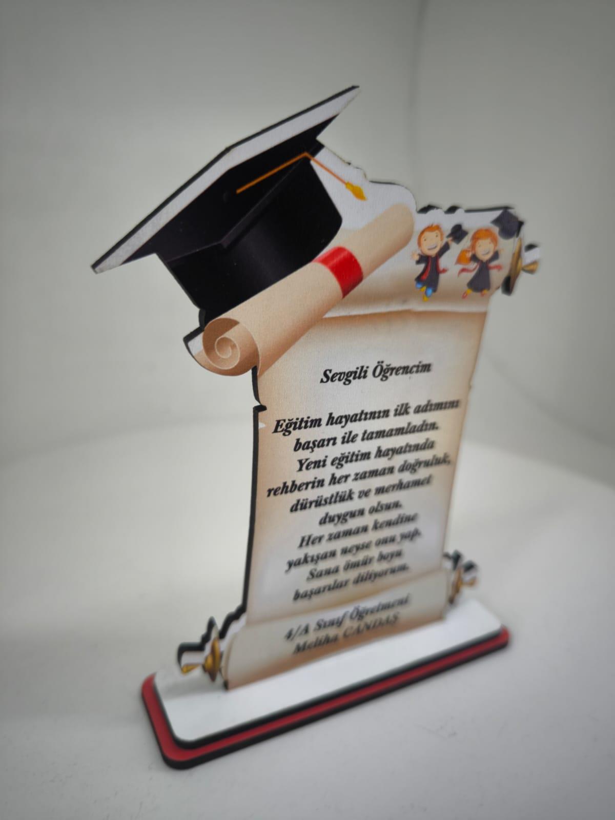 Kişiye Özel Mezuniyet Hatırası Ahşap Plaket Model 4