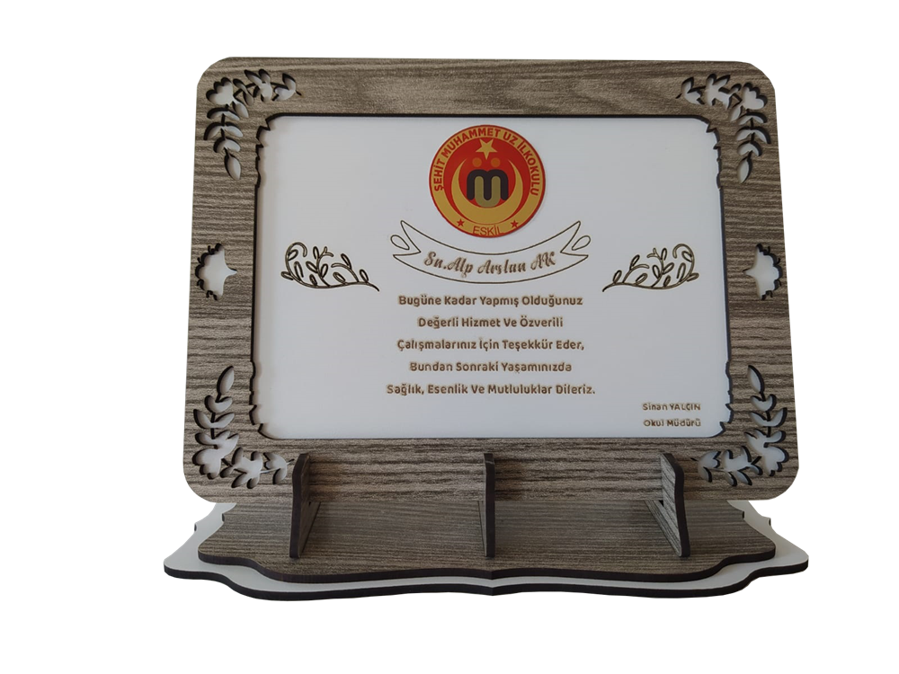 Kişiye Özel İsim-Logolu Ahşap Mdf Plaket Hediyelik
