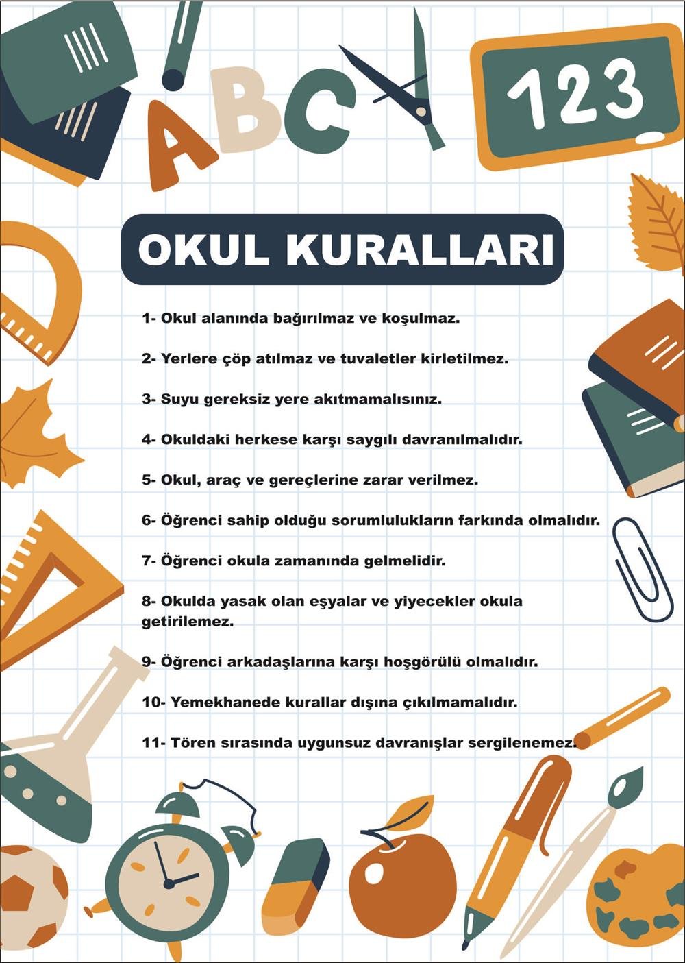 Okul Kuralları Afiş Poster