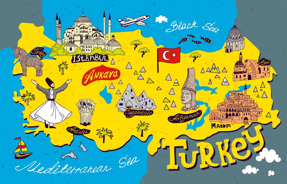 Türkiye Turistik Simgeler Haritası Afiş Poster