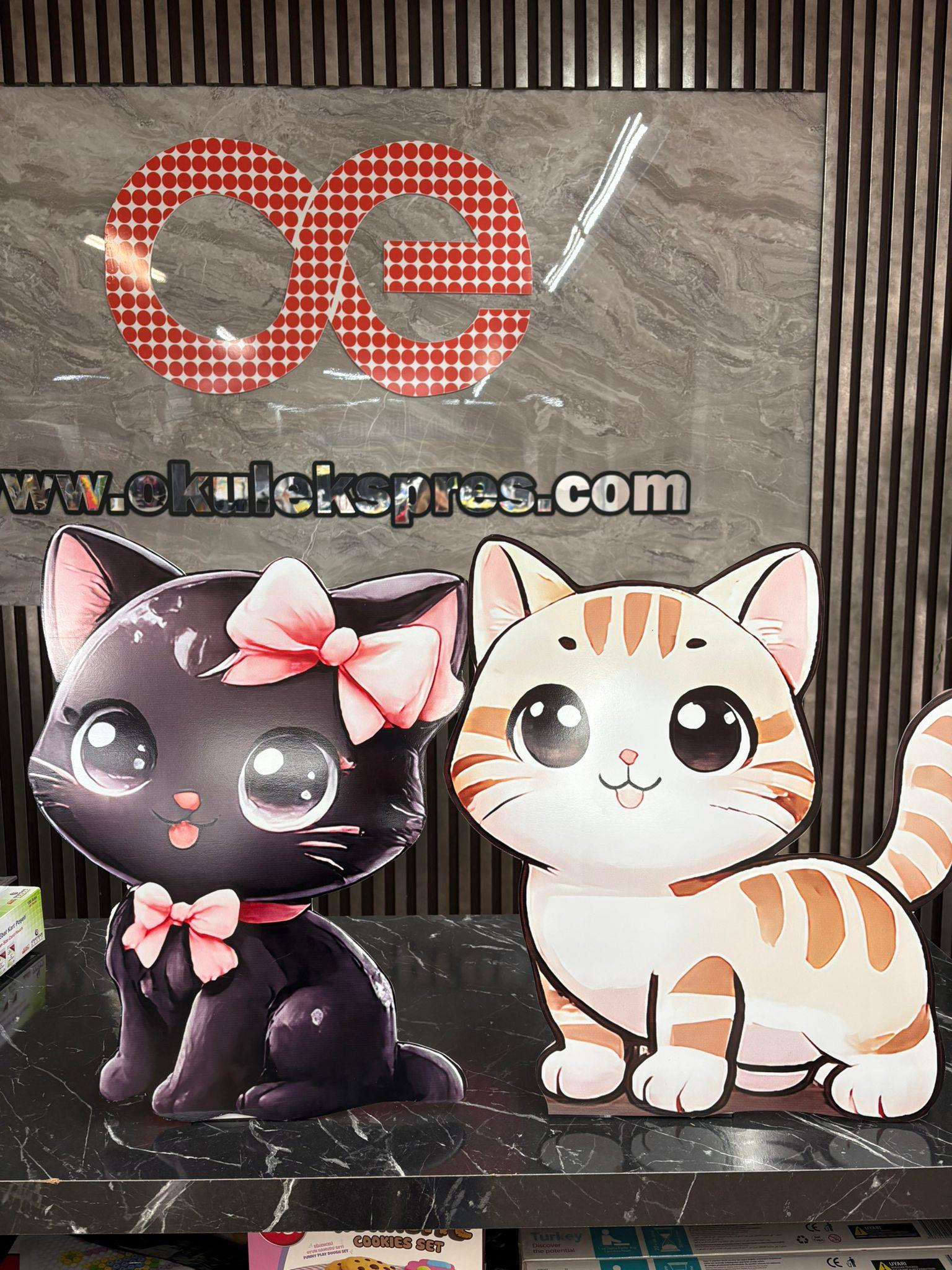 Okulekspres Etkinlik Dekota üzeri Dijital Baskı Kedi Figürlü