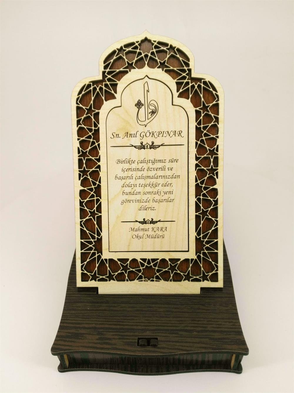 Kişiye Özel Ahşap Mdf Kutusunda Plaket