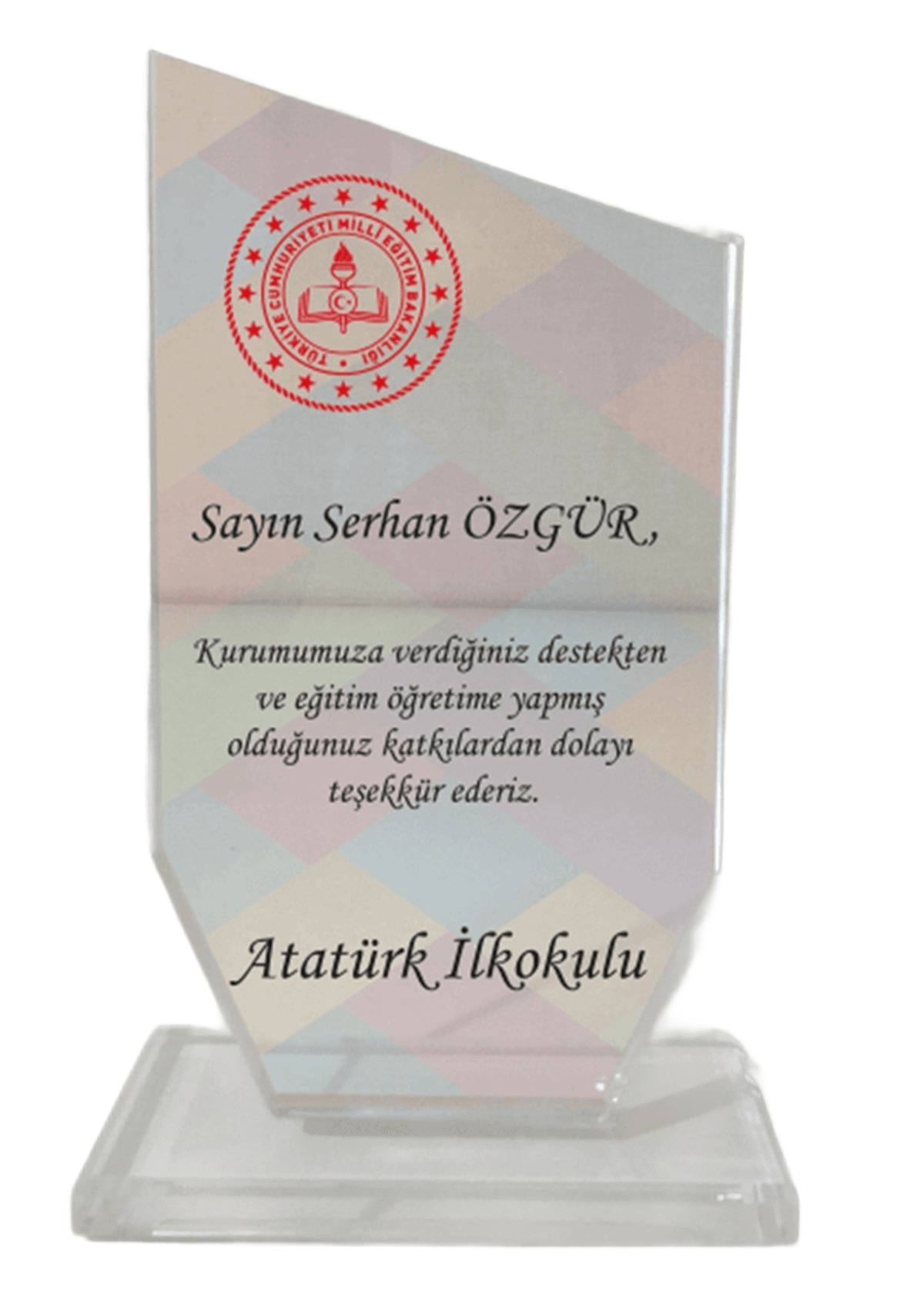 Kişiye Özel Kristal Plaket – Şık ve Anlamlı Hatıra Ödülü