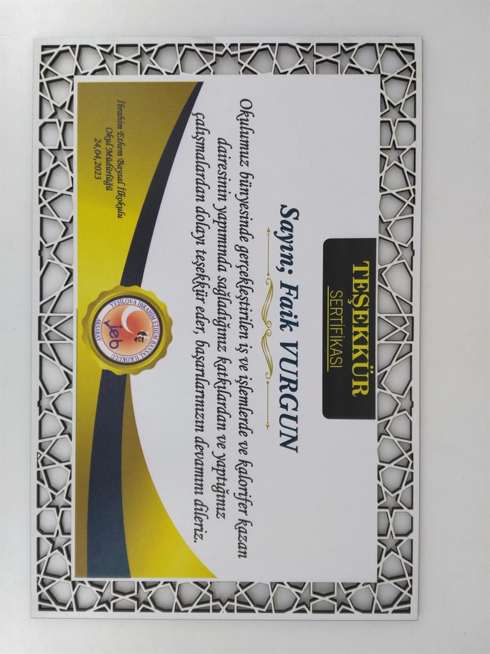 Kişiye Özel Ahşap Mdf Sertifika