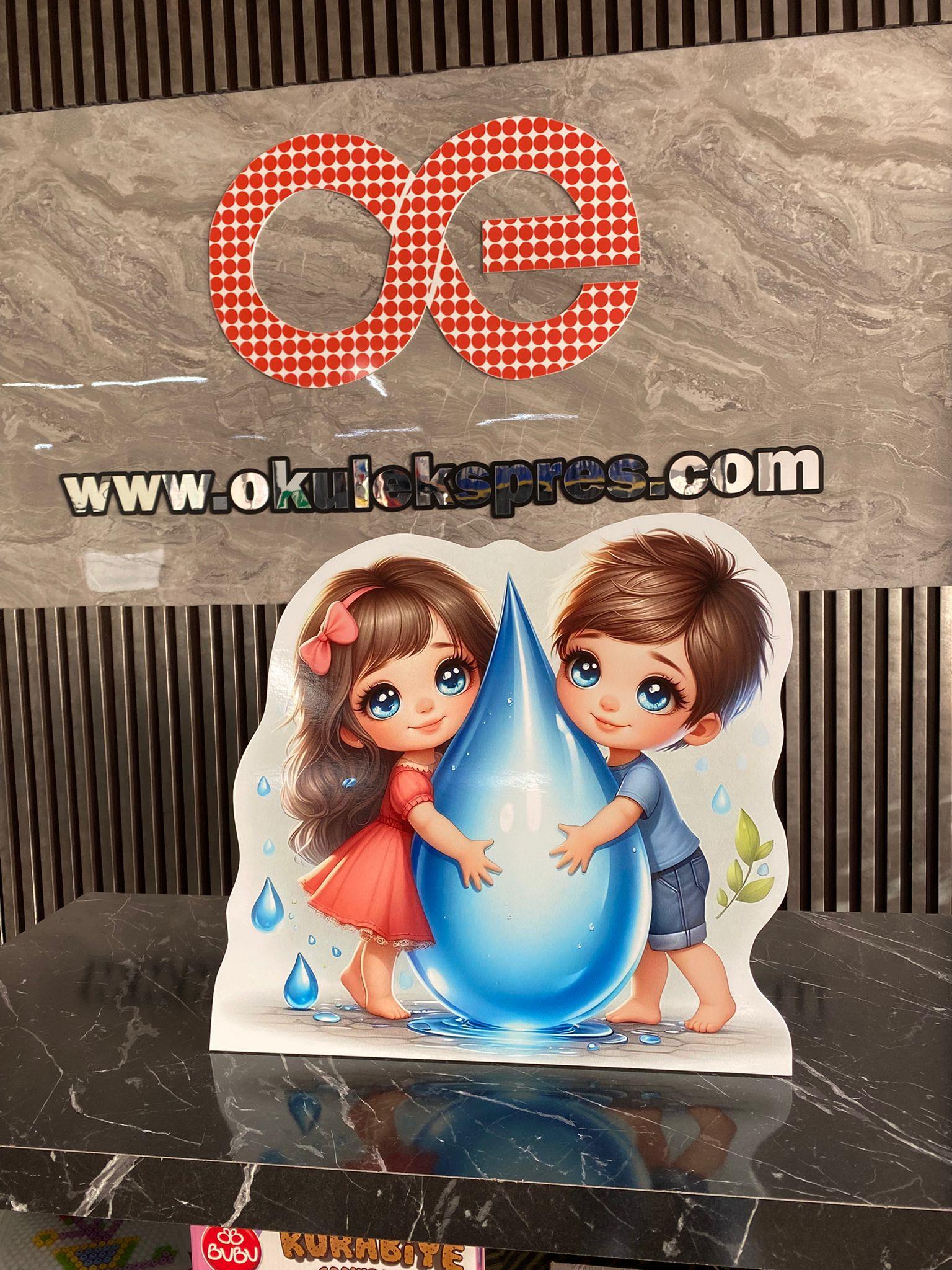 Okulekspres Su Tasarruf Çocuk Maket 4 mm Dekota üzeri Dijital Baskı