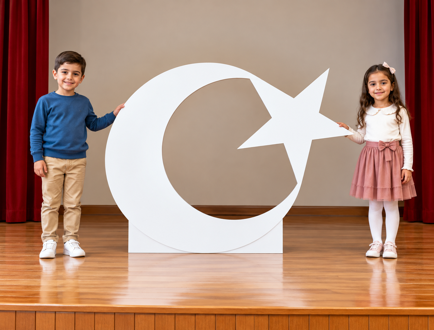 AY YILDIZ 3 mm AHŞAP SAHNE DEKORU (AYAKLI) 82 X 100 cm