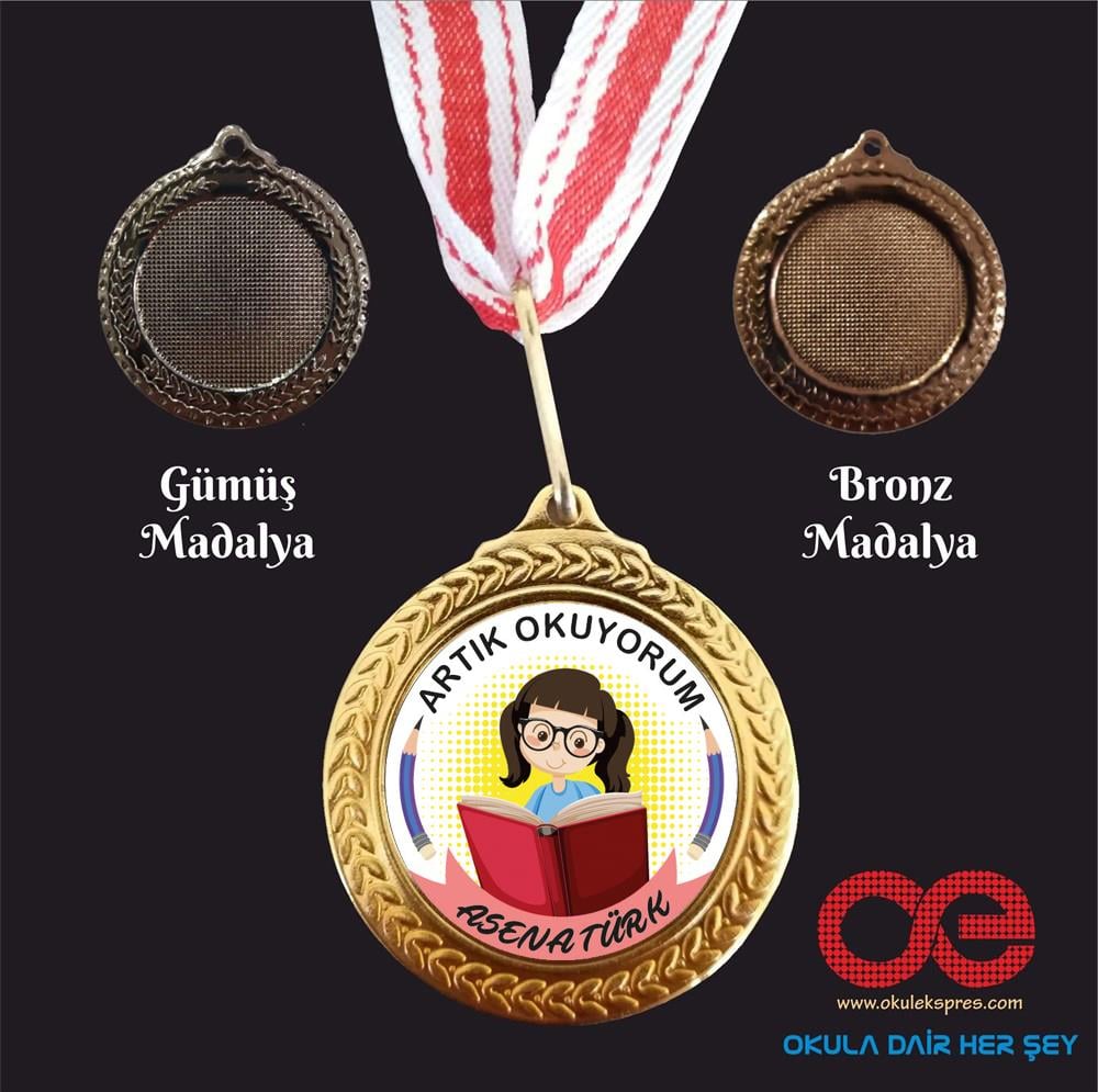 Artık Okuyorum Temalı Süblimasyon Baskılı Madalya 