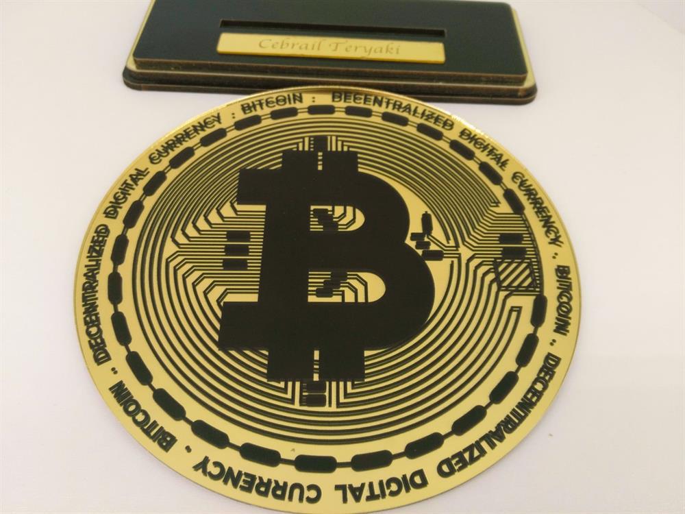Bitcoin Para Kişiye Özel İsmli Masa Üzeri Dekor 20x20 cm