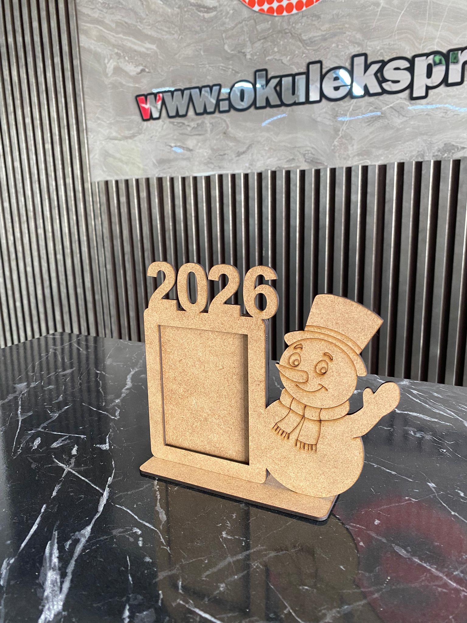 Okulekspres 2026 Kardan Adam Ahşap Boyama Resim Çerçeve
