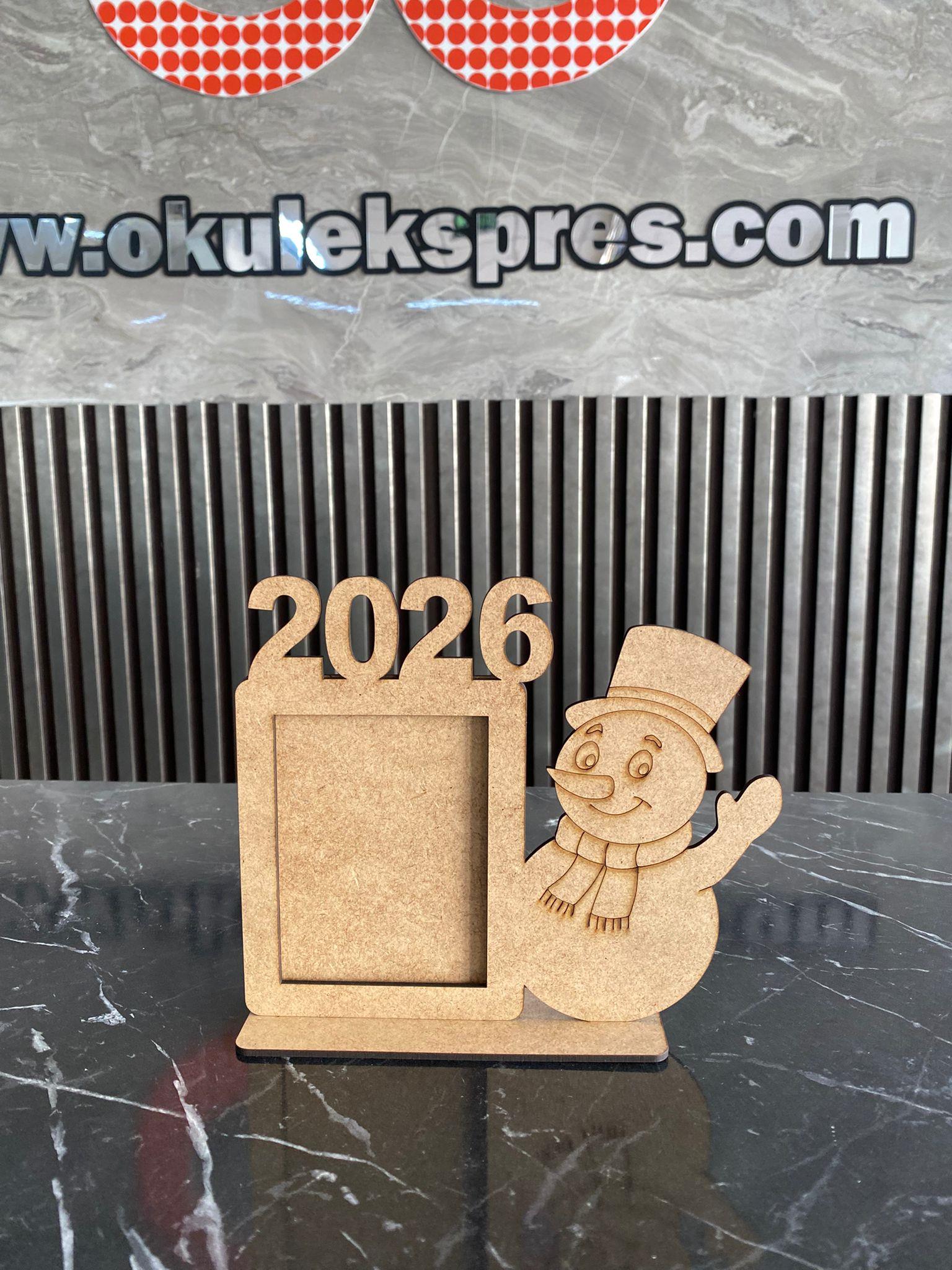 Okulekspres 2026 Kardan Adam Ahşap Boyama Resim Çerçeve
