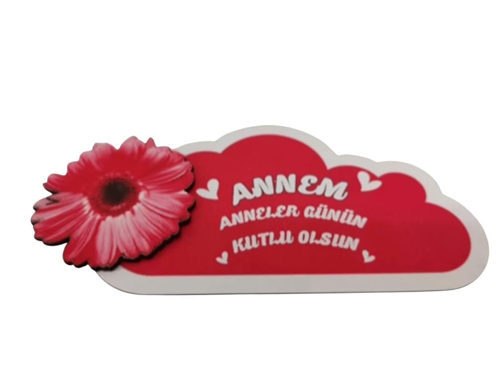Okulekspres Anneler Günü Temalı Çiçekli Bulut Tasarım Magnet – MDF Üzeri UV Baskılı Hediye