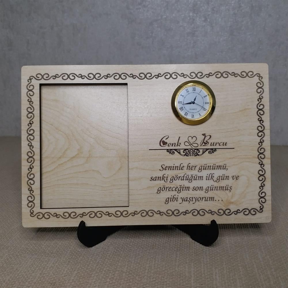 Kişiye Özel Altın Saatli Resim Çerçevesi Resimli