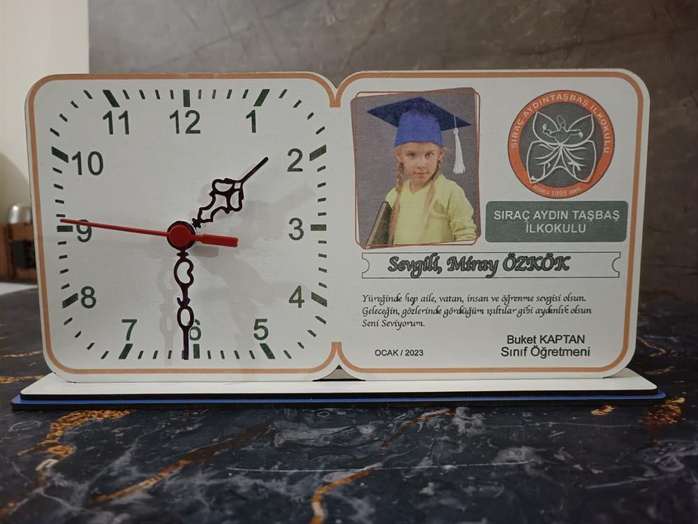 Kişiye Özel Saatli Süblümasyonlu Plaket