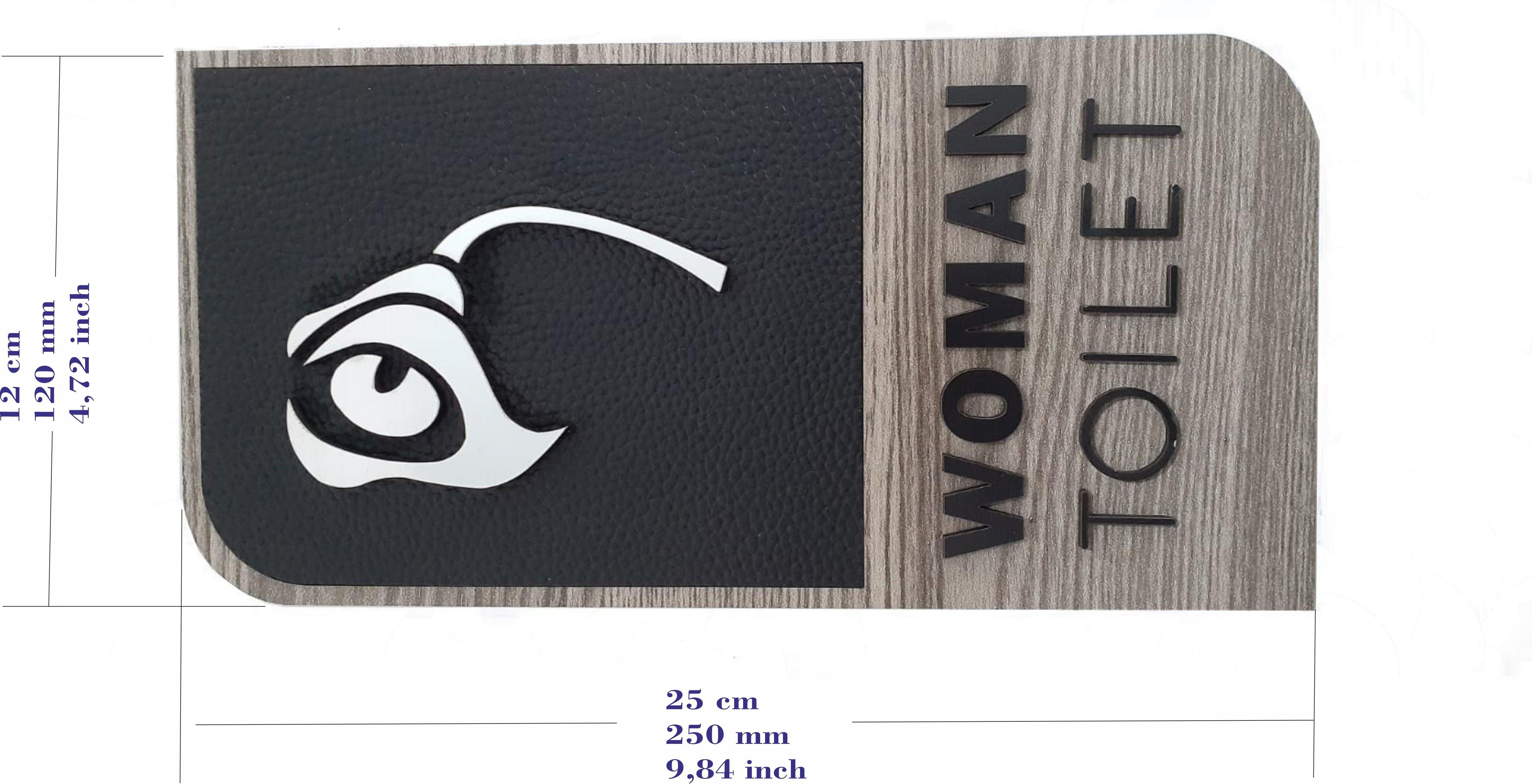 Okulekspres Woman/Kadın Mdf Lazer Kesim Deri Tuvalet Kapı İsimliği Tabela Ahşap