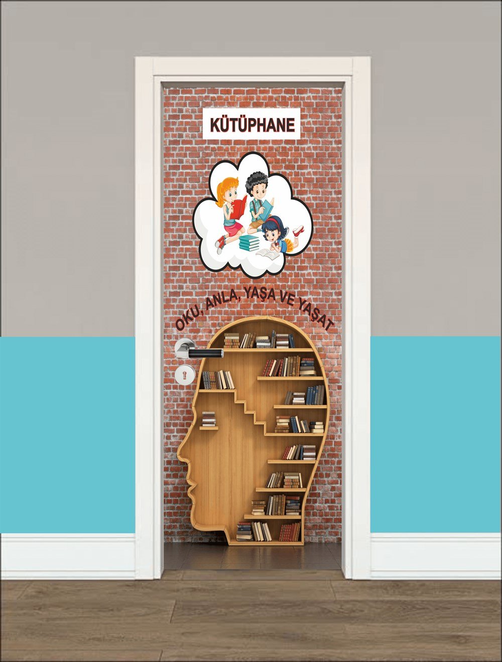 Kütüphane 8 Kitap Kapı Giydirme