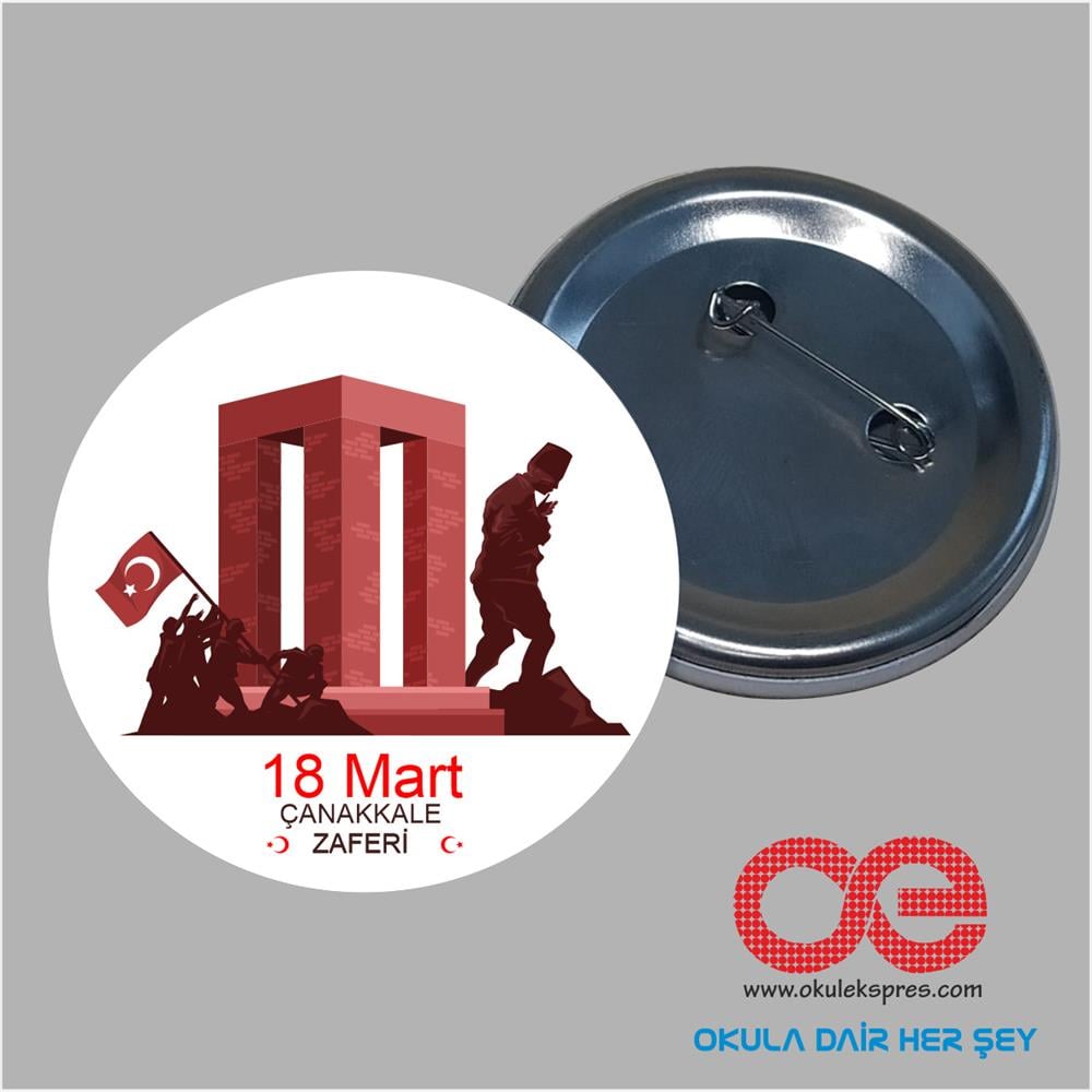 18 Mart Temalı Buton Rozet