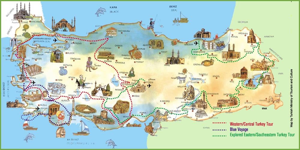 Türkiye Turistik Simgeler Haritası 4 Afiş Poster