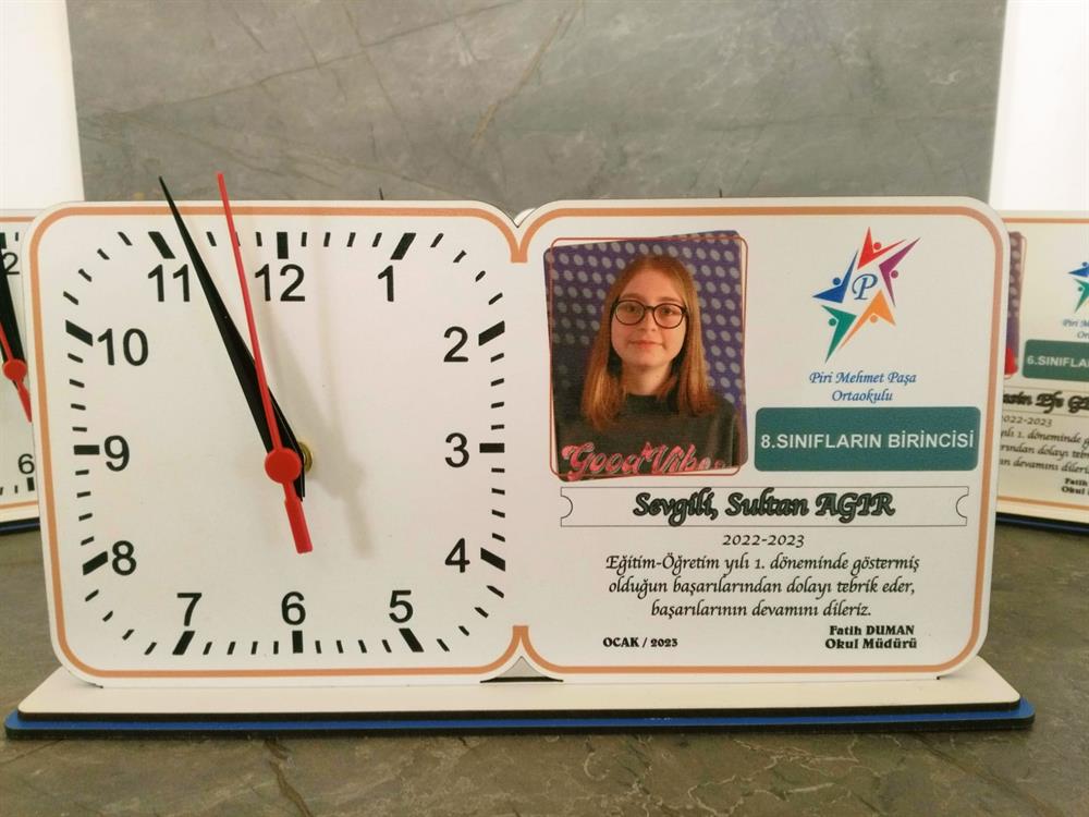 Kişiye Özel Saatli Süblimasyonlu Plaket