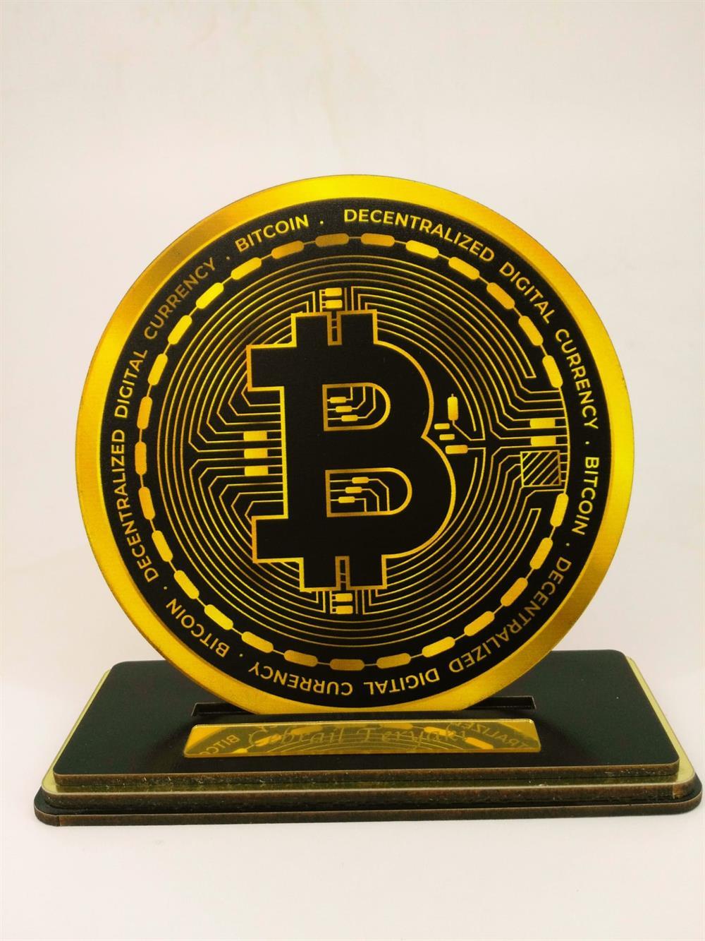 Bitcoin Para Kişiye Özel İsmli Masa Üzeri Dekor 20x20 cm