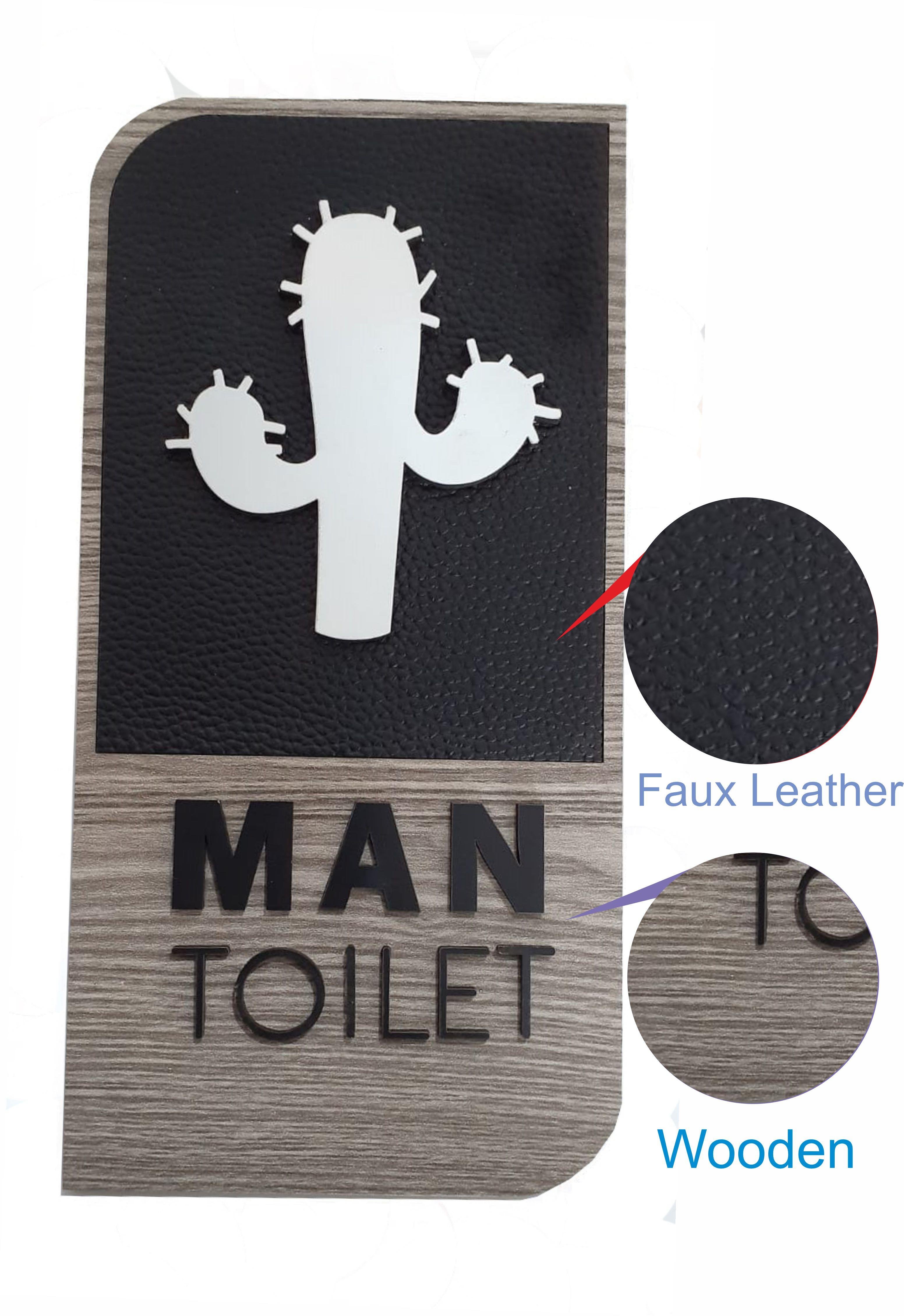 Okulekspres Man/Erkek Mdf Lazer Kesim Deri Tuvalet Kapı İsimliği Tabela Ahşap