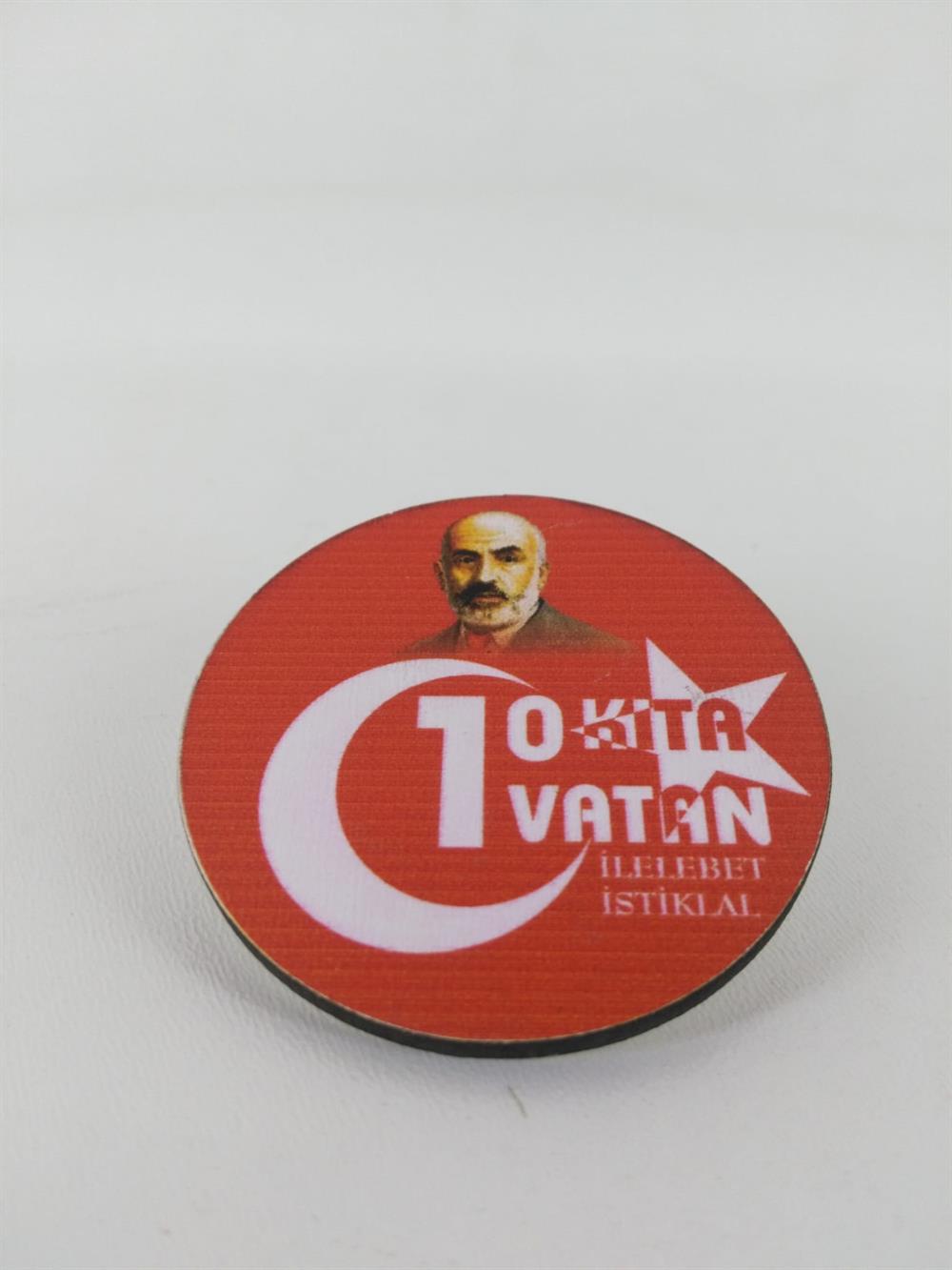 10 Kıta 1 Vatan Temalı Mdf Buton Rozet