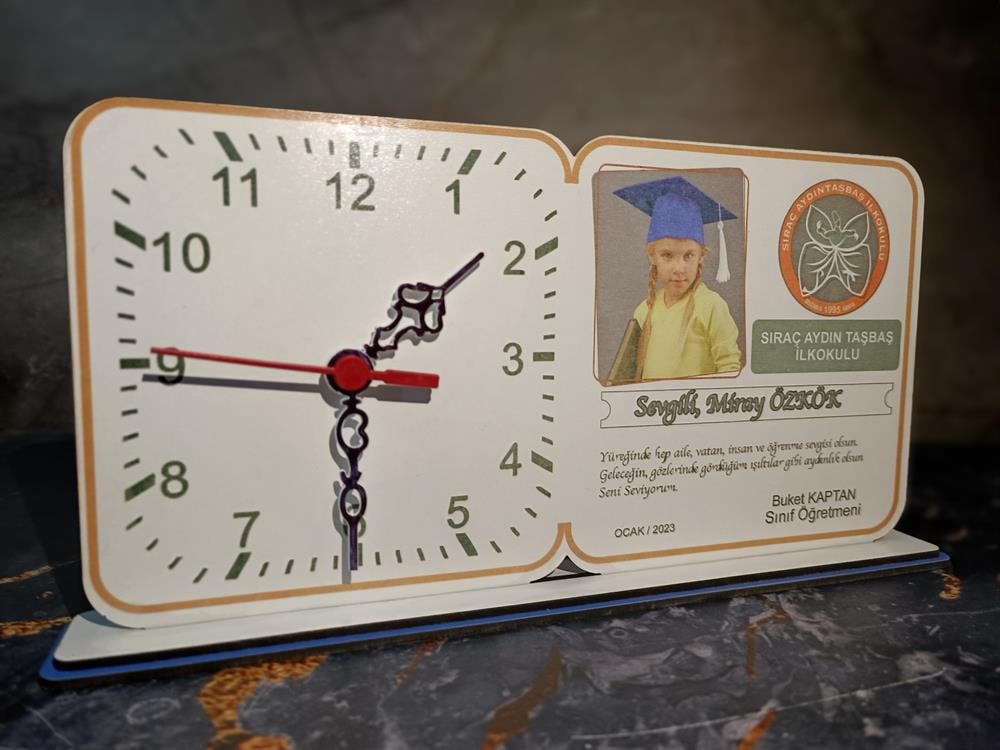 Kişiye Özel Saatli Süblümasyonlu Plaket