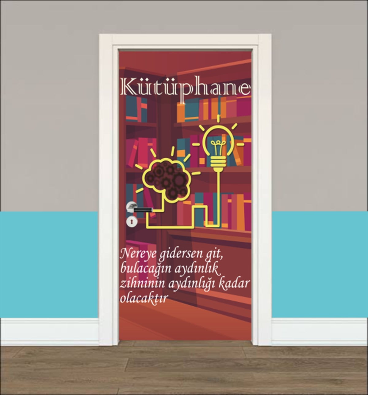 Kütüphane 2 Kitap Kapı Giydirme