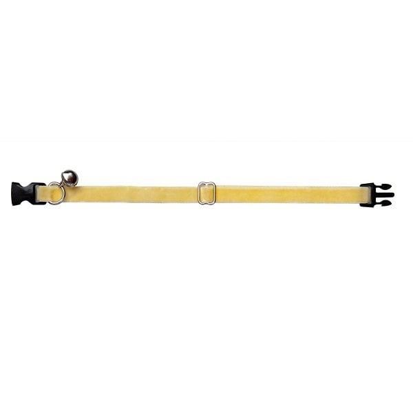 Kadife Zilli Ayarlanabilir Kedi Boyun Tasması 22-30 cm Sarı