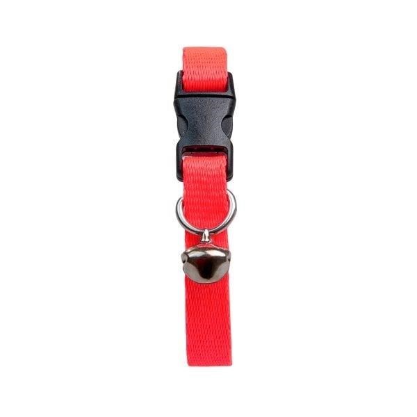 Neon Pembe Zilli Ayarlanabilir Kedi Boyun Tasması 22-30 cm