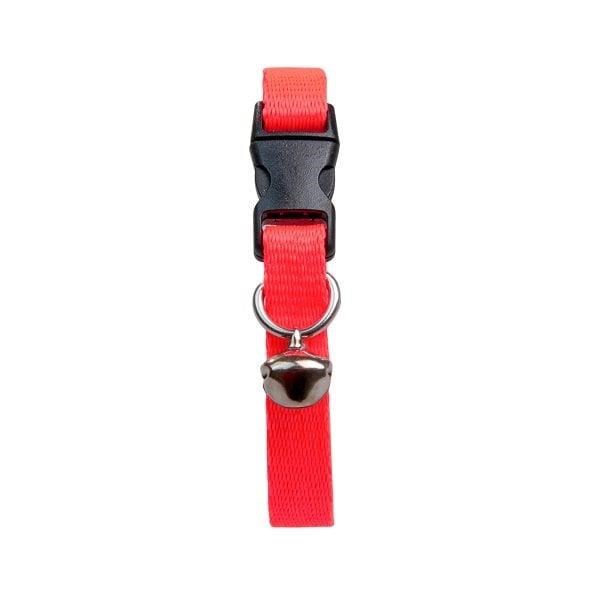 Neon Pembe Zilli Ayarlanabilir Kedi Boyun Tasması 22-30 cm