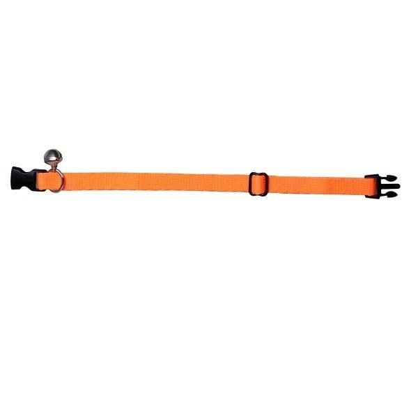 Neon Turuncu Zilli Ayarlanabilir Kedi Boyun Tasması 22-30 cm