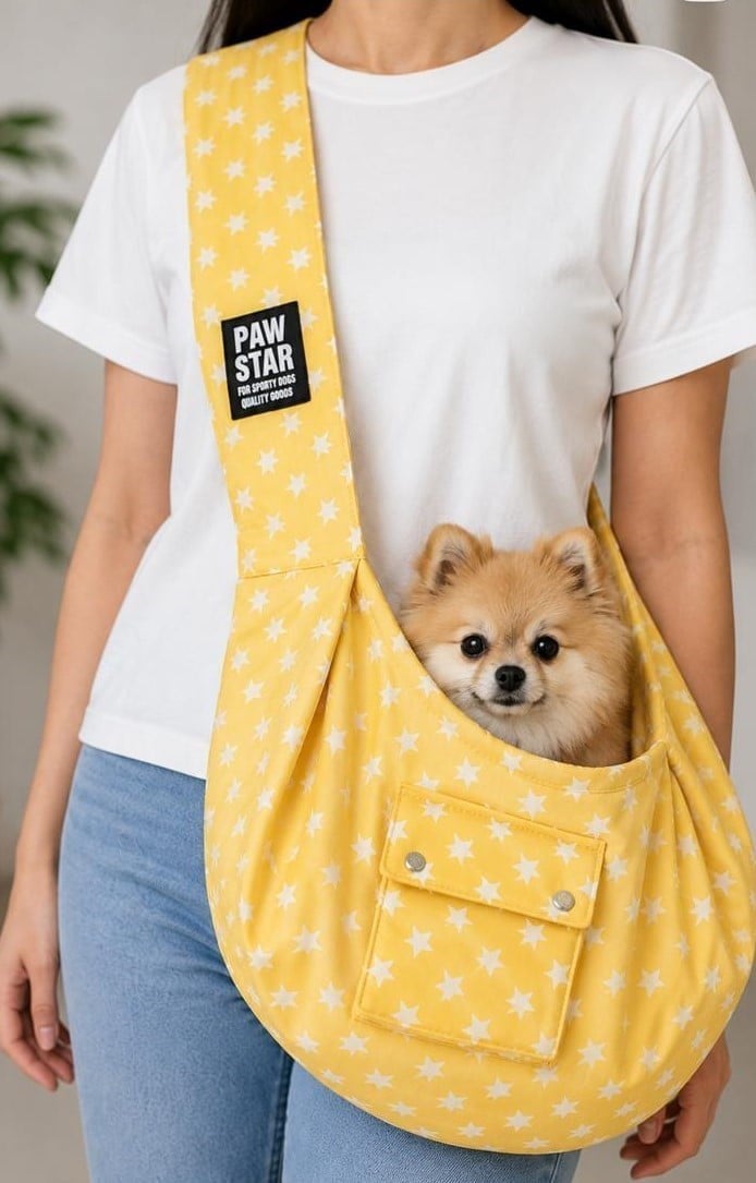 PawStar  Sarı Beyaz Yıldızlı CrossBody Çanta