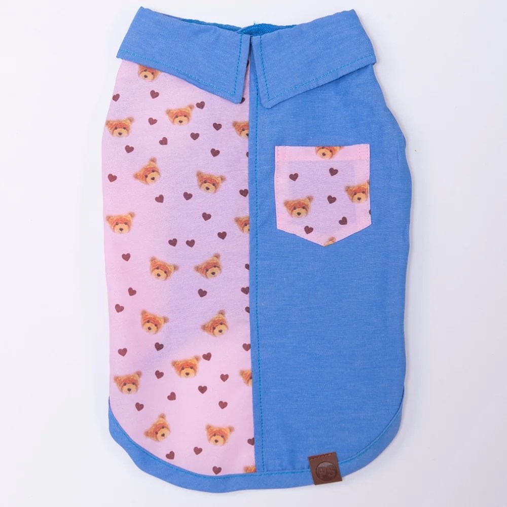 PawStar 26409 Cozie Bear Desenli Denim Gömlek