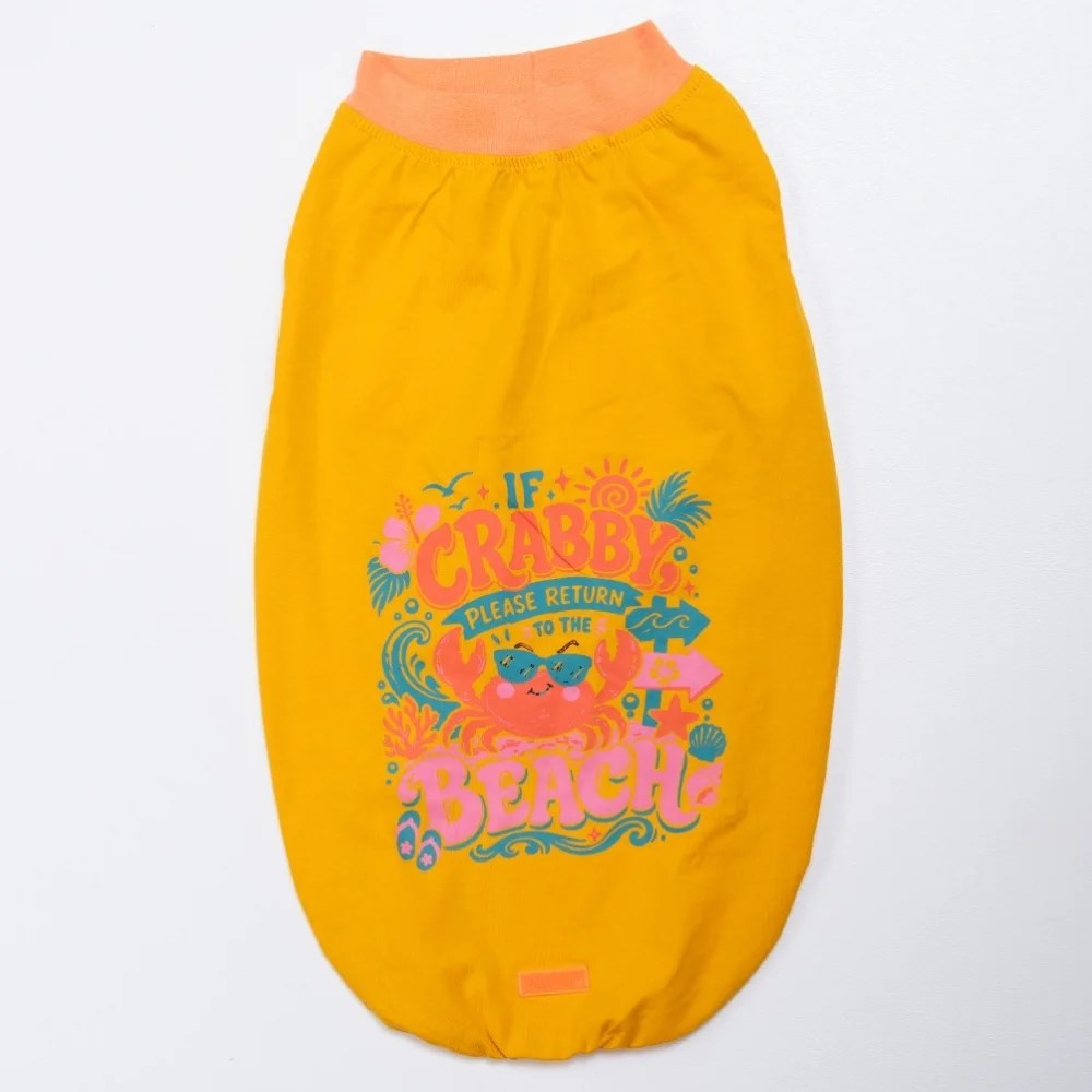 PawStar 26851 Sarı Crabby Beach Büyük Tişört
