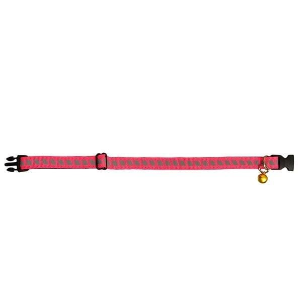 Pembe Reflektörlü Neoplan Yumuşak Doku Ayarlanabilir Kedi Boyun Tasması 22-30 cm