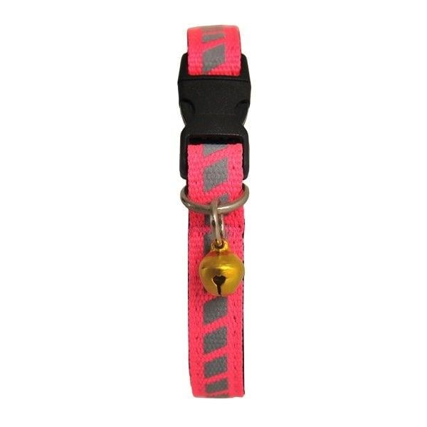 Pembe Reflektörlü Neoplan Yumuşak Doku Ayarlanabilir Kedi Boyun Tasması 22-30 cm