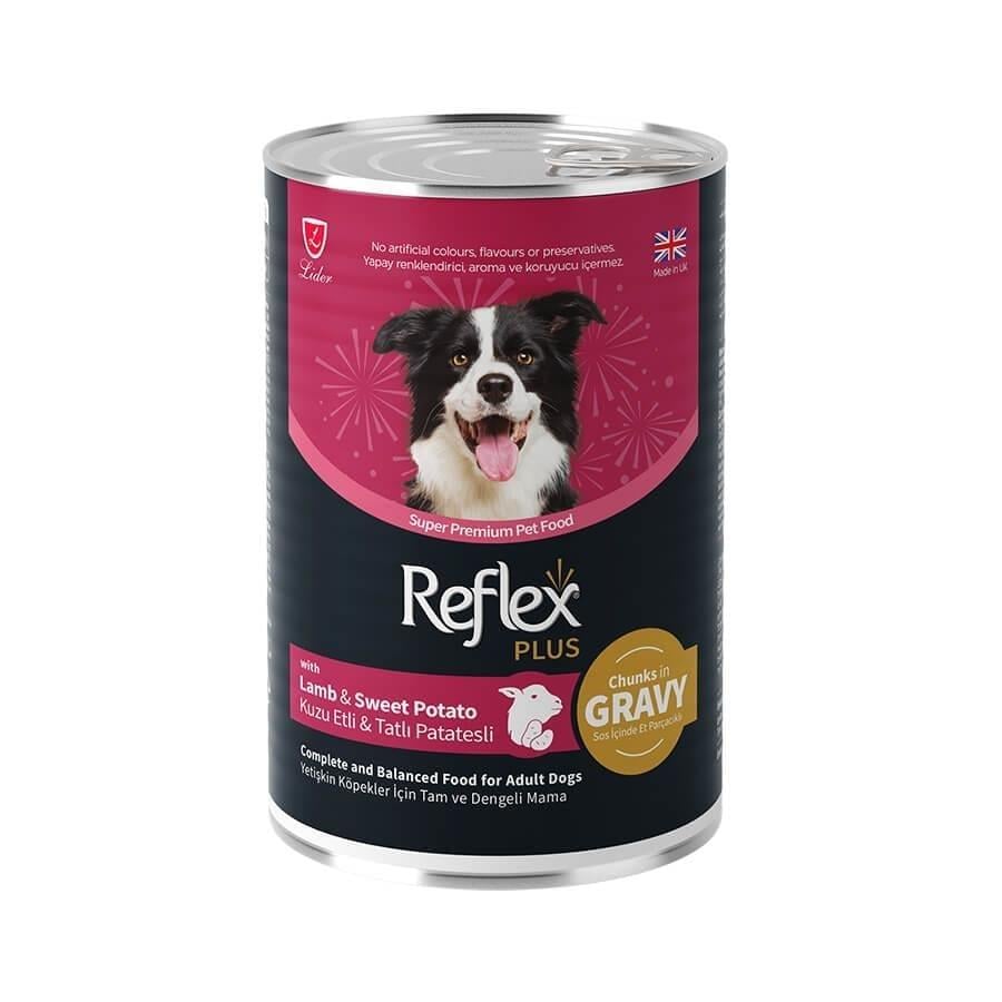 Reflex Plus Sos İçinde Parça Etli Kuzulu ve Tatlı Patatesli Yetişkin Köpek Konservesi 400gr
