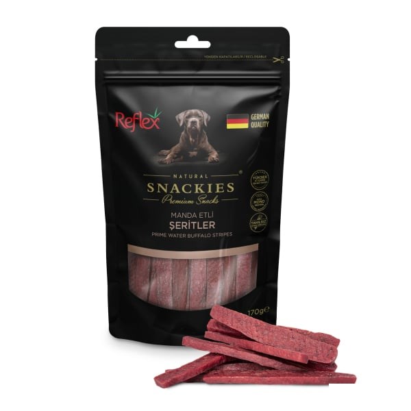 Reflex Snackies Natural Manda Etli Şerit Tahılsız Köpek Ödül Maması 170gr