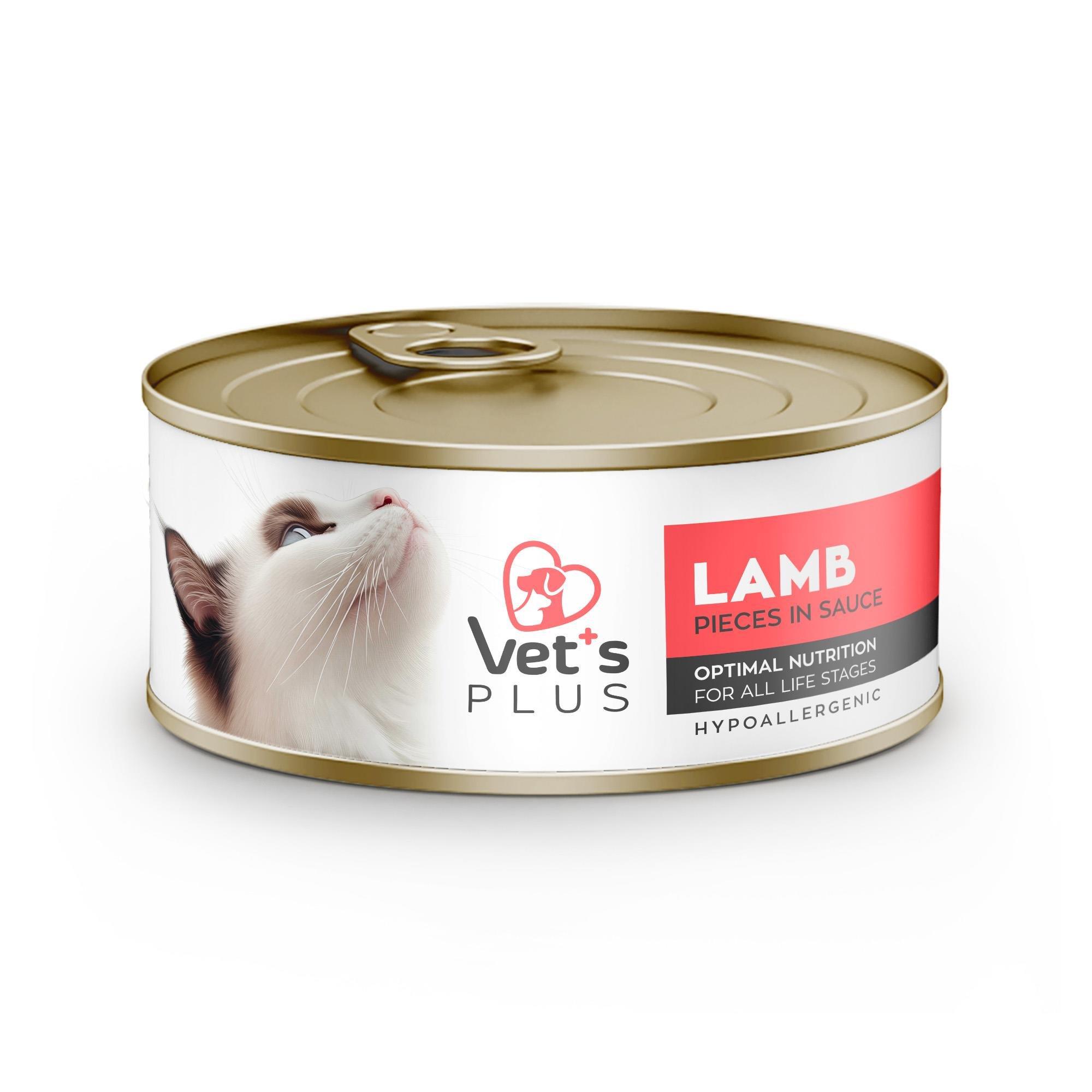 Vet's Plus Optimal Nutrition Kuzu Etli Tahılsız Kedi Konservesi 85gr