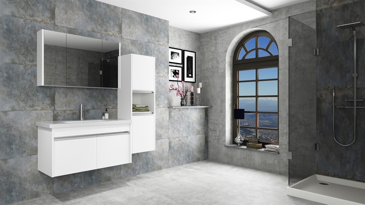 BEGONYA 100 CM CM BANYO DOLABI (BOY DOLAP DAHİL )