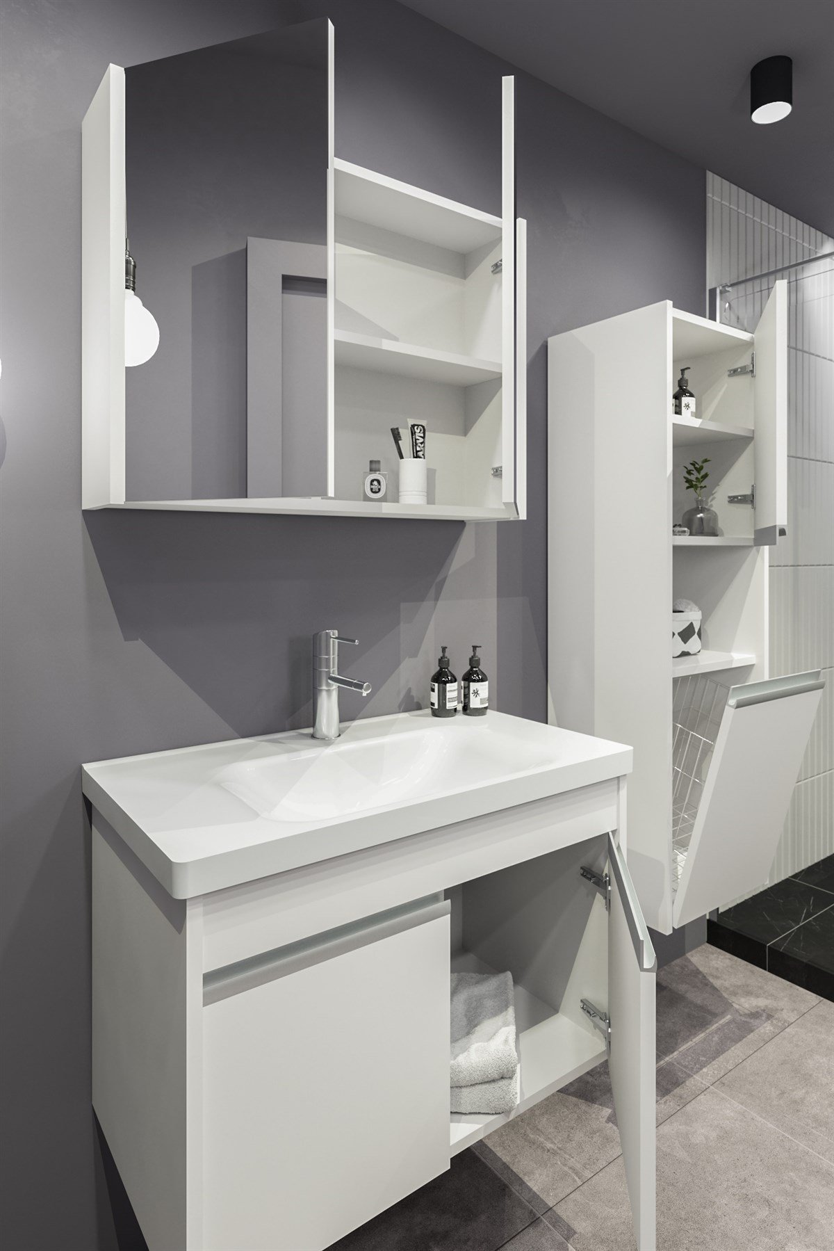 BEGONYA 65 CM BANYO DOLABI (BOY DOLAP DAHİL+ÇAMAŞIR SEPETİ)