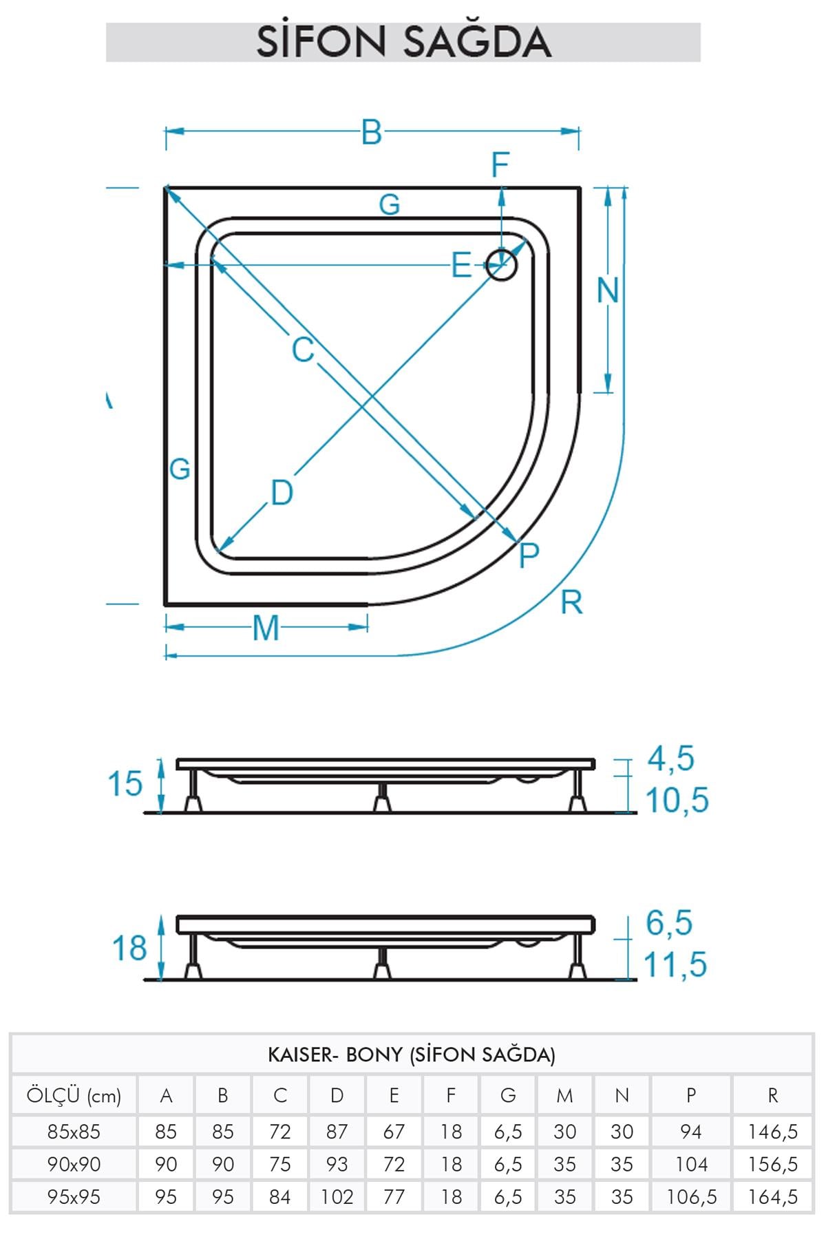 Bony Panelli Oval Duş Teknesi