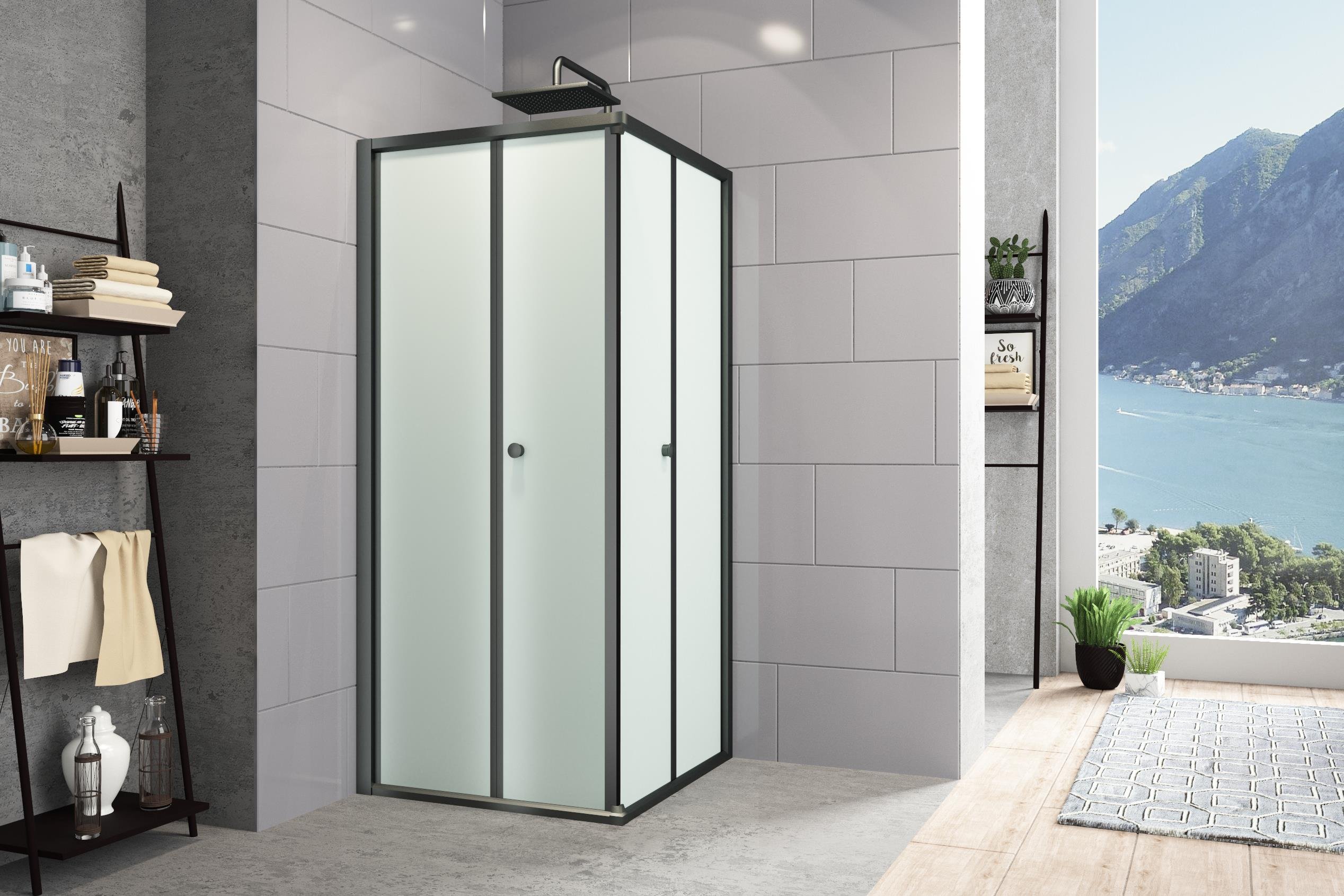 Diatonic Temperli 4 mm Köşe Girişli Katlanır Cam Duşakabin
