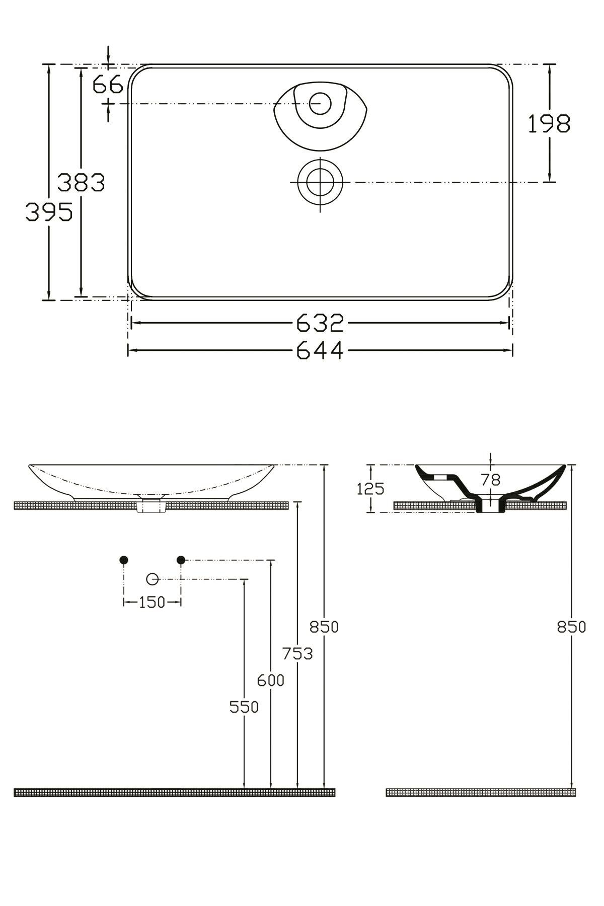 İsvea SistemaY Clear 65 cm Tezgah Üstü Lavabo - Beyaz (10SY50065SV)