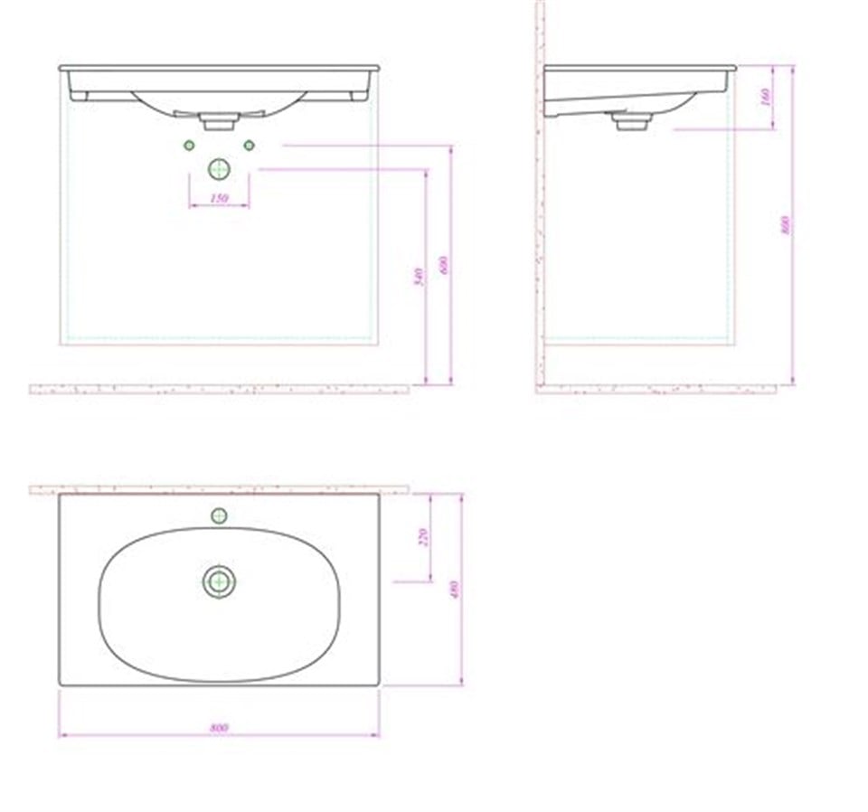 Kale Alto Slim 80 cm Lavabo