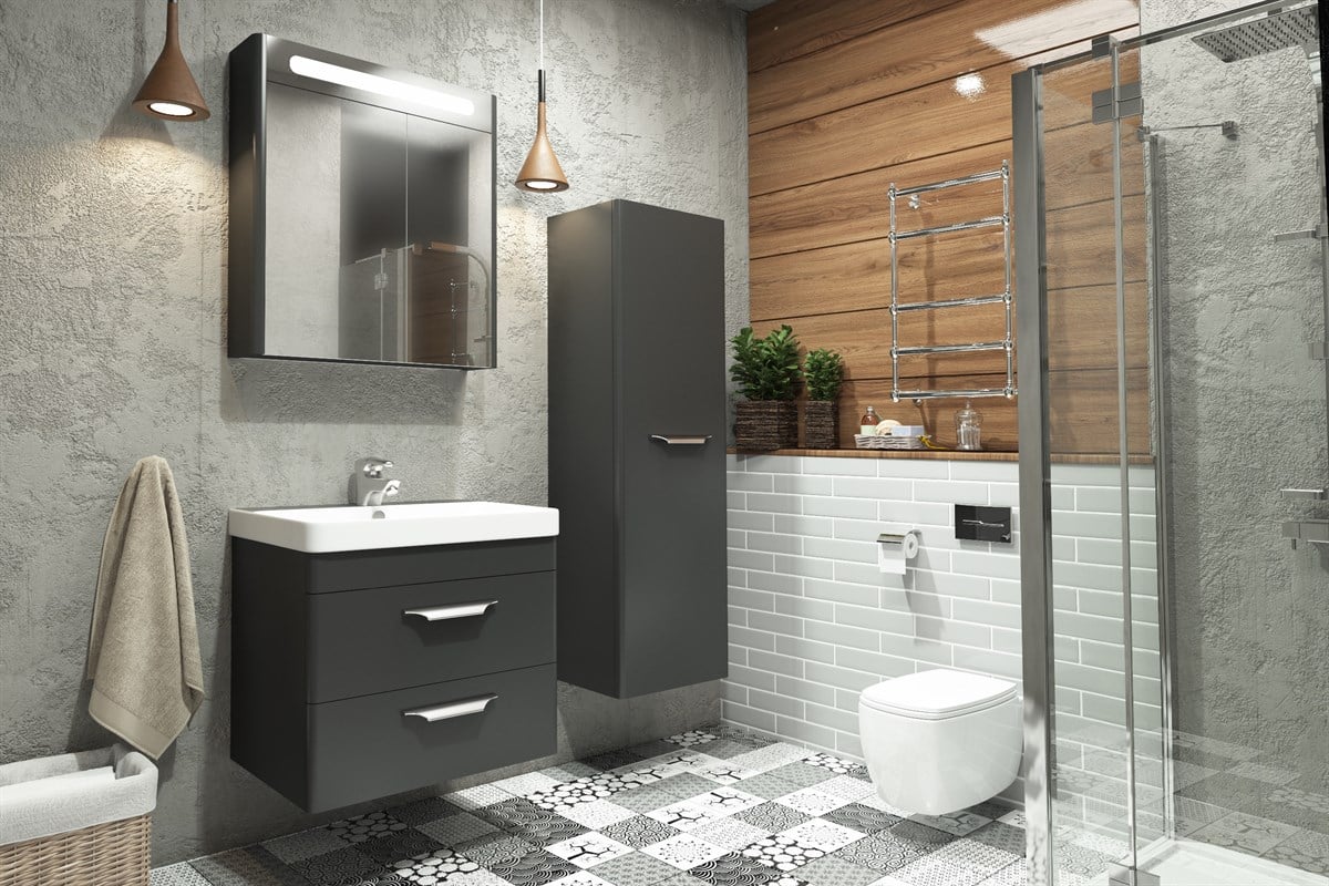 MARİA 60 CM BANYO DOLABI-ANTRASİT (BOY DOLAP HARİÇ )