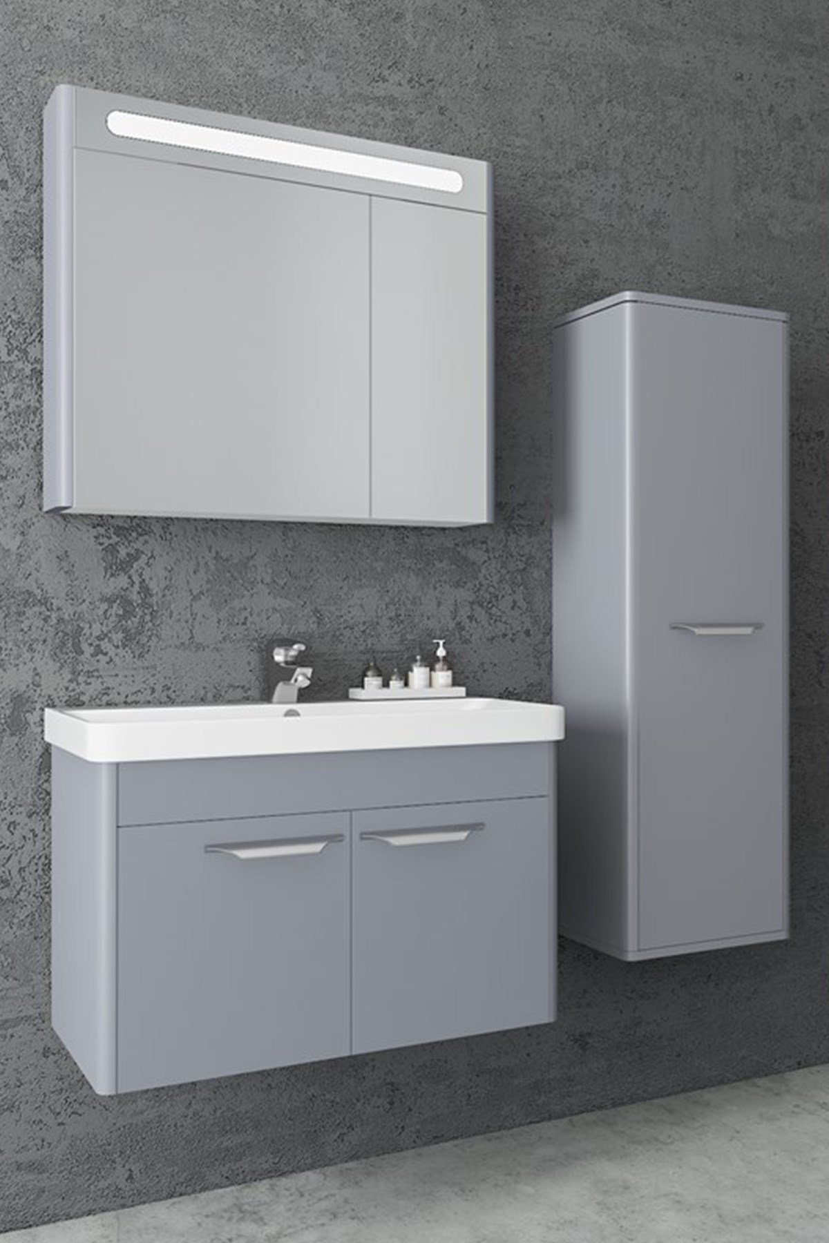 MAUNA 80 CM BANYO DOLABI-WİNDOW GRİ (BOY DOLAP HARİÇ )