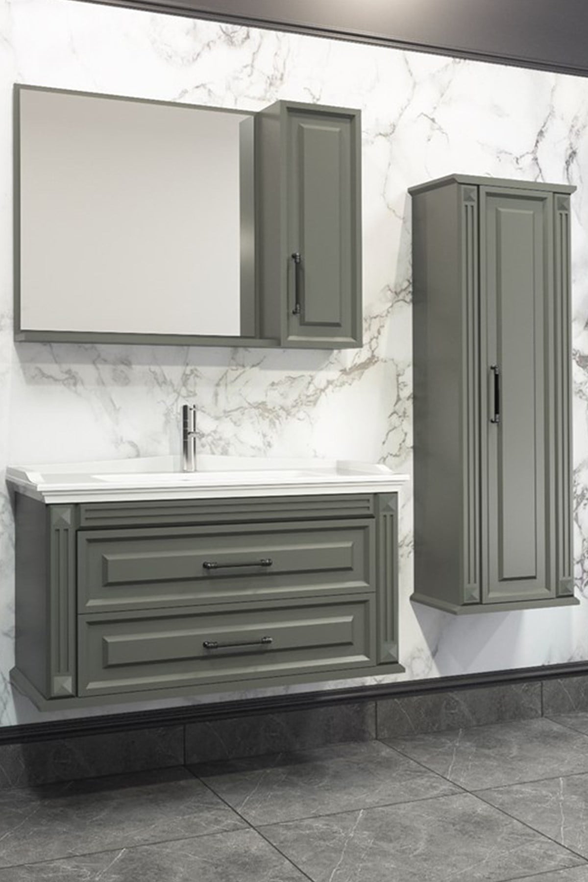 MOSKOVA 100 CM BANYO DOLABI-ANRASİT(BOY DOLAP DAHİL )