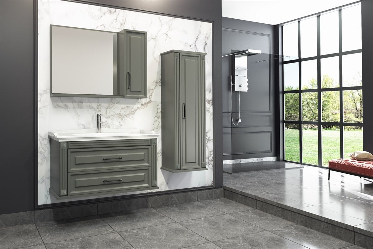 MOSKOVA 100 CM BANYO DOLABI-ANRASİT(BOY DOLAP DAHİL )