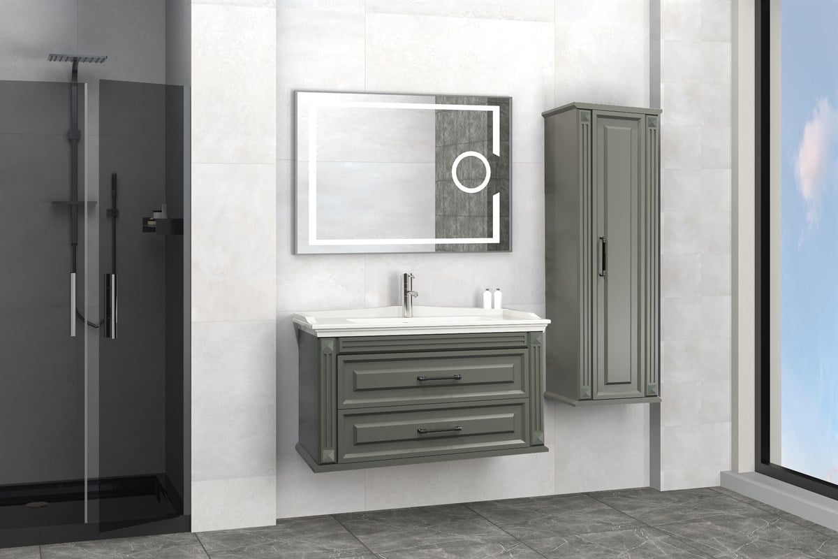 MOSKOVA 100 CM BANYO DOLABI - ANTRASİT (BOY DOLAP DAHİL)